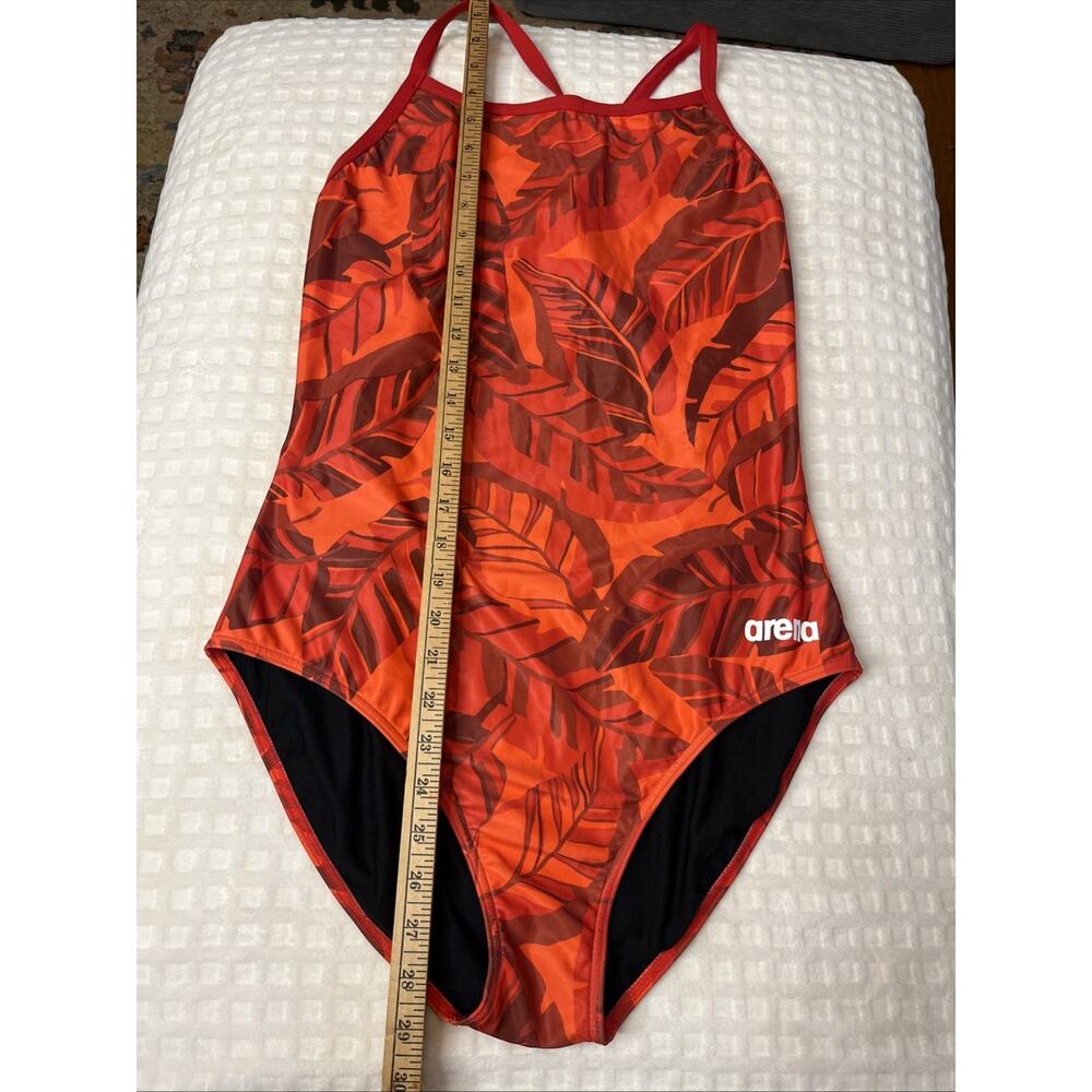 Arena One Piece Racer Back Lap Swimsuit Athletic 42 US XL Red Tropical Print - Picture 4 of 13